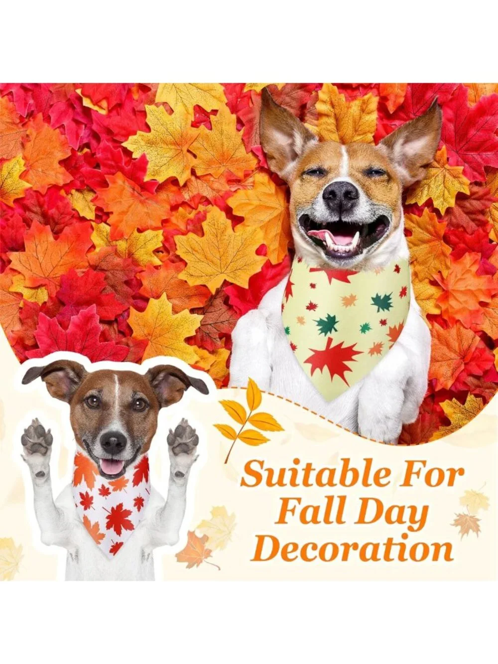 200 Pcs Fall Dog Bandanas - Autumn Maple Leaves, Cute Pet Accessories for Fall